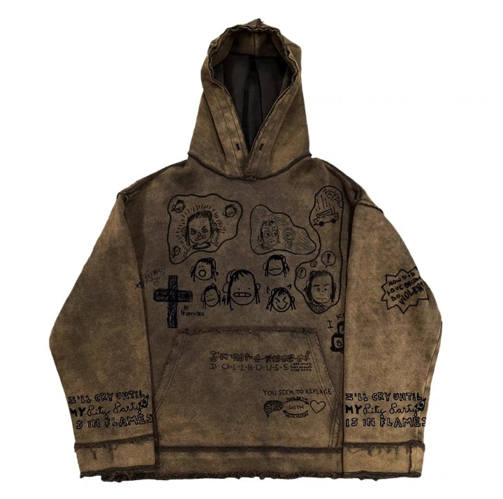 Street Art Oversized Hoodie – Brown Edition
