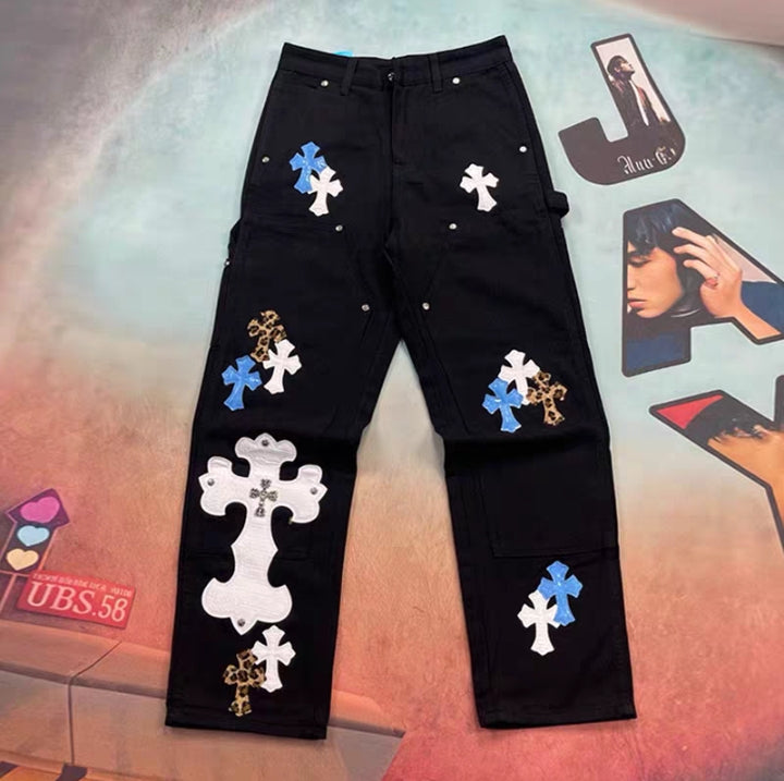 Cross Patch Black Denim Jacket – Streetwear Edition